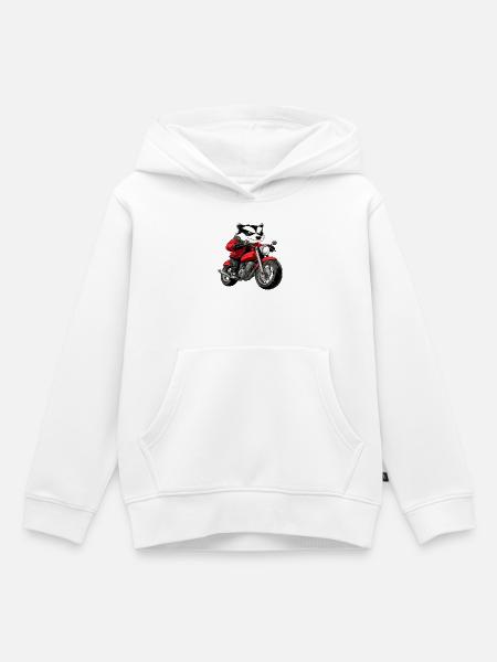 Dachse Motorradfahrer / Motorrad Marder - Kinder Premium Organic Hoodie - Weiß