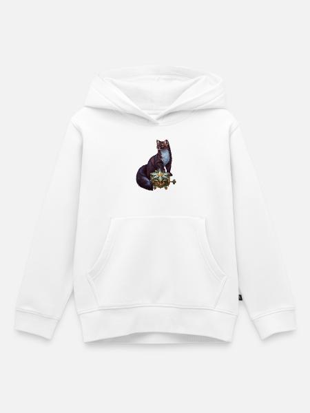 Zobel mit Polarstern-Spieluhr - Kinder Premium Organic Hoodie - Weiß