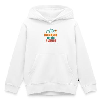 Ich bremse nur für Eisdielen – Fahrrad Spruch - Kinder Premium Organic Hoodie - Weiß - Vorne - AI Model Kid Female (0cm)