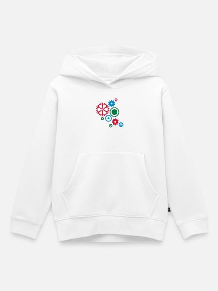 Neun Zahnräder - Kinder Premium Organic Hoodie - Weiß