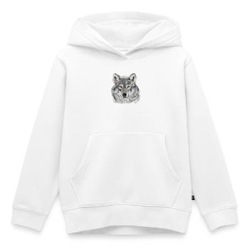 Wolf - Kids Premium Organic Hoodie - white - Front - AI Model Kid Female (0cm)