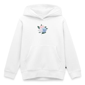 bouquet d’hortensias luxuriants de trois fleurs - Sweat Premium à capuche enfant bio - blanc - Devant - AI Model Kid Female (0cm)