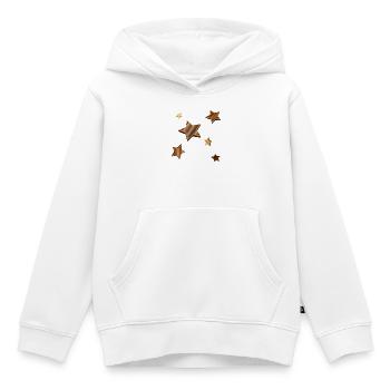 Stars in dark wood look with grain - Kids Premium Organic Hoodie - white - Front - AI Model Kid Female (0cm)