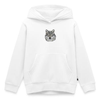 Loup - Sweat Premium à capuche enfant bio - blanc - Devant - AI Model Kid Female (0cm)