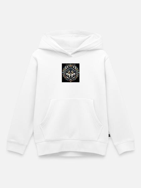 Wolf - Kinder Premium Organic Hoodie - Weiß