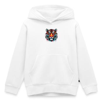 Tigre - Sweat Premium à capuche enfant bio - blanc - Devant - AI Model Kid Female (0cm)