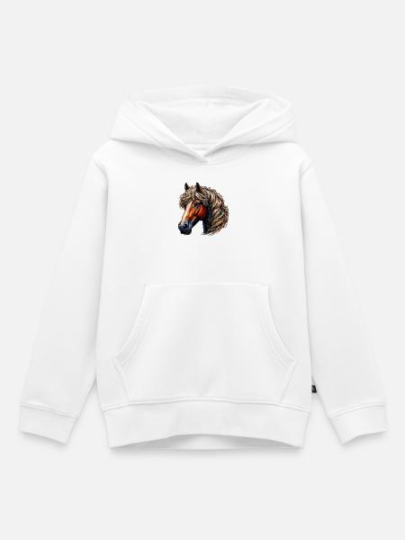 Pferd - Kinder Premium Organic Hoodie - Weiß