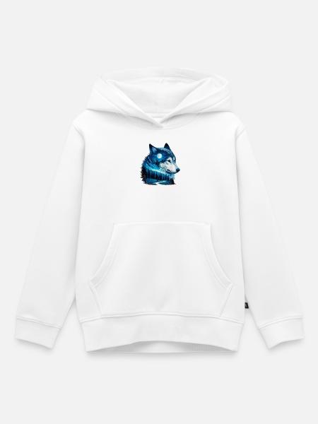 Wolf - Kinder Premium Organic Hoodie - Weiß