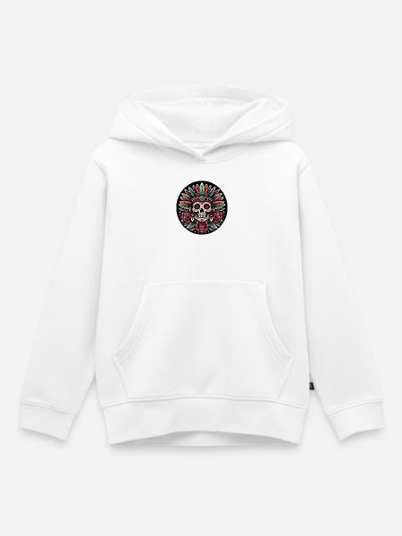 Maya Skull 2 - Kinder Premium Organic Hoodie - Weiß