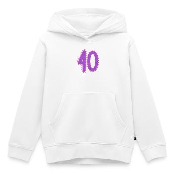 40. 40 ANS. 40e ANNIVERSAIRE. ANNIVERSAIRE 40 ANS. - Sweat Premium à capuche enfant bio - blanc - Devant - AI Model Kid Female (0cm)