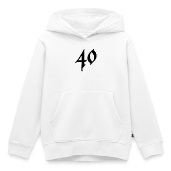 40. 40 ANS. 40e ANNIVERSAIRE. ANNIVERSAIRE 40 ANS. - Sweat Premium à capuche enfant bio - blanc - Devant - AI Model Kid Female (0cm)