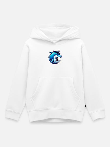 Delfin-Seemann - Kinder Premium Organic Hoodie - Weiß
