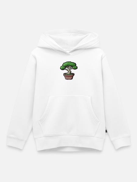 Comic Bonsai Baum - Kinder Premium Organic Hoodie - Weiß