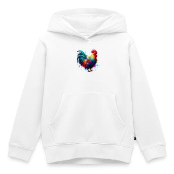 Rooster Hen - Kids Premium Organic Hoodie - white - Front - AI Model Kid Female (0cm)
