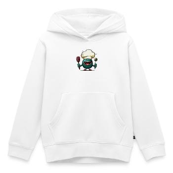 Alien extraterrestre Martien Cuisinier Chef - Sweat Premium à capuche enfant bio - blanc - Devant - AI Model Kid Female (0cm)