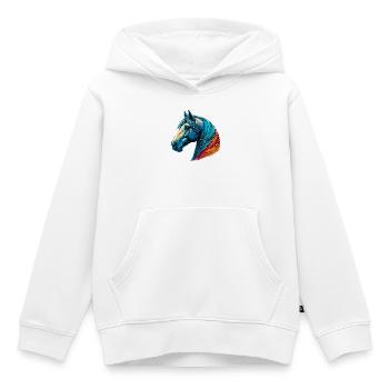 Cheval - Sweat Premium à capuche enfant bio - blanc - Devant - AI Model Kid Female (0cm)