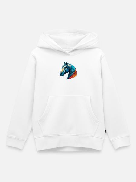 Pferd - Kinder Premium Organic Hoodie - Weiß