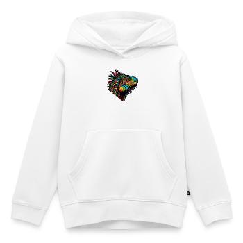 Iguane - Sweat Premium à capuche enfant bio - blanc - Devant - AI Model Kid Female (0cm)