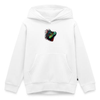 Iguane - Sweat Premium à capuche enfant bio - blanc - Devant - AI Model Kid Female (0cm)