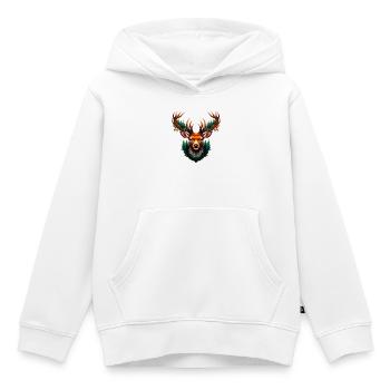 Cerf - Sweat Premium à capuche enfant bio - blanc - Devant - AI Model Kid Female (0cm)