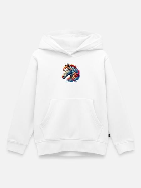 Pferd - Kinder Premium Organic Hoodie - Weiß