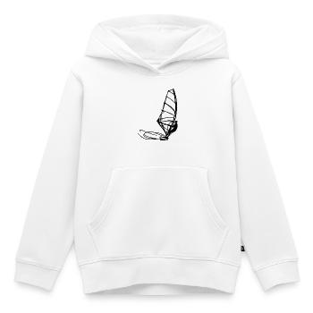 Croquis de planche à voile - Sweat Premium à capuche enfant bio - blanc - Devant - AI Model Kid Female (0cm)
