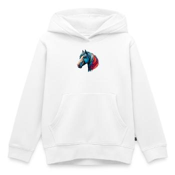 Cheval - Sweat Premium à capuche enfant bio - blanc - Devant - AI Model Kid Female (0cm)