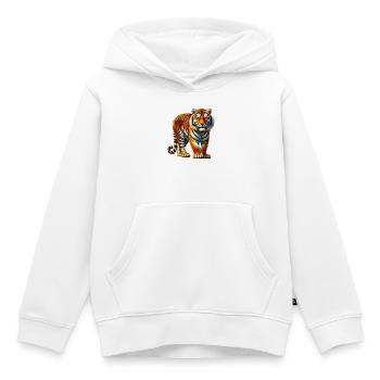 Tigre - Sweat Premium à capuche enfant bio - blanc - Devant - AI Model Kid Female (0cm)