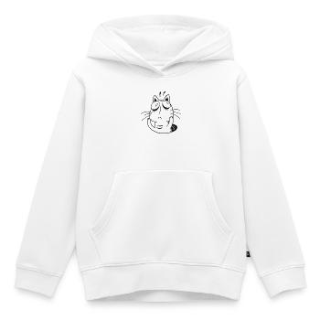 Ängstliche Katze – Lustige überdenkende Mieze - Kinder Premium Organic Hoodie - Weiß - Vorne - AI Model Kid Female (0cm)