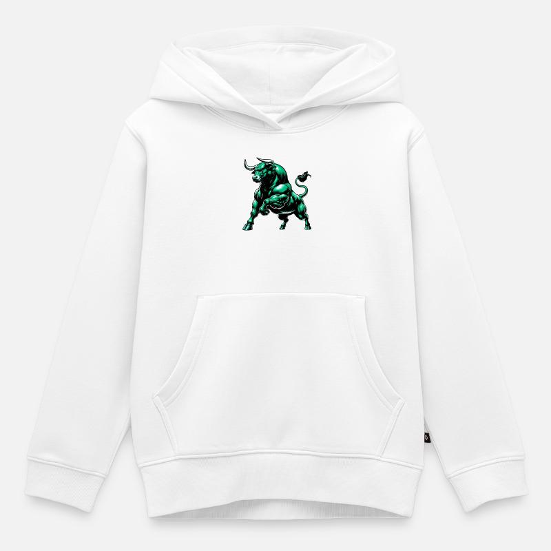 Taureau - Sweat Premium à capuche enfant bio - blanc