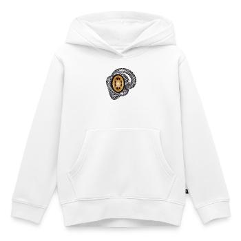 Jante dorée avec traces de pneus dynamiques - Sweat Premium à capuche enfant bio - blanc - Devant - AI Model Kid Female (0cm)