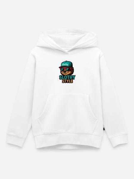 Slothy Style – Sloth Streetwear - Kinder Premium Organic Hoodie - Weiß