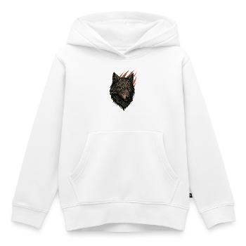 Portrait de loup tribal complexe - Sweat Premium à capuche enfant bio - blanc - Devant - AI Model Kid Female (0cm)