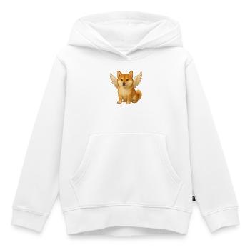 Mignon Shiba Inu Angel Dessin animé Chiens satisfaits - Sweat Premium à capuche enfant bio - blanc - Devant - AI Model Kid Female (0cm)