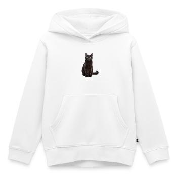 Chat élégant noir - élégant, mystérieux - Sweat Premium à capuche enfant bio - blanc - Devant - AI Model Kid Female (0cm)
