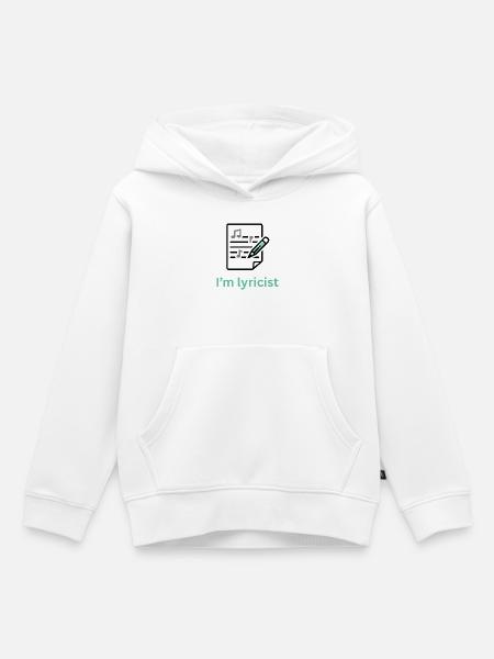 Eingravierte Musiktexte mit verspielter Beschriftung - Kinder Premium Organic Hoodie - Weiß