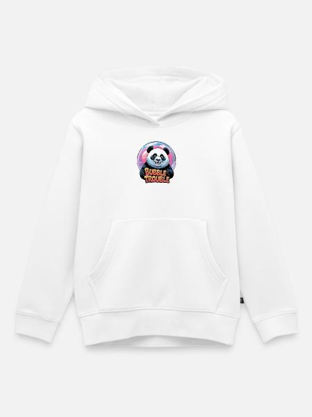 Verspielter Panda mit Blasenmotiv - Kinder Premium Organic Hoodie - Weiß