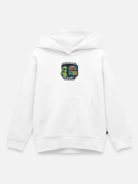 Humorvoller Alien mit Umwelt-Kritik - Kinder Premium Organic Hoodie - Weiß