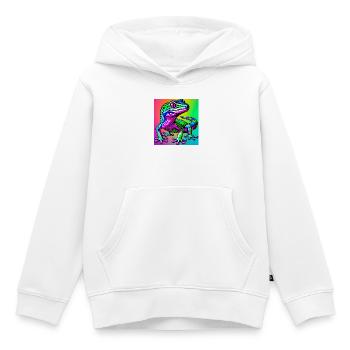 Gecko - Sweat Premium à capuche enfant bio - blanc - Devant - AI Model Kid Female (0cm)
