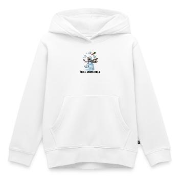 Frosty Juggler : Ambiance relaxante - Sweat Premium à capuche enfant bio - blanc - Devant - AI Model Kid Female (0cm)