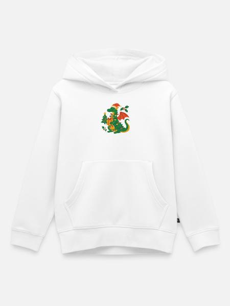 Festlicher Drache mit Geschenken - Kinder Premium Organic Hoodie - Weiß