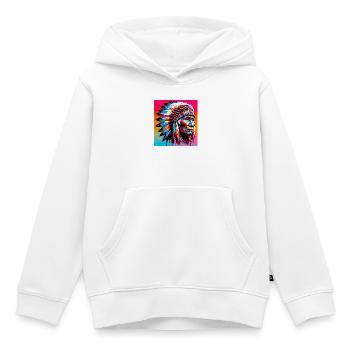 American Indian American - Kids Premium Organic Hoodie - white - Front - AI Model Kid Female (0cm)