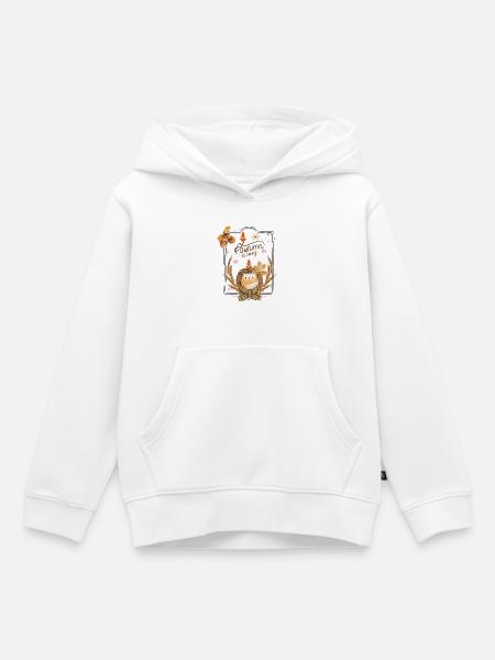Herbst Igel Blätter Rahmen - Kinder Premium Organic Hoodie - Weiß