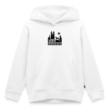 Magdeburg Silhouette - Kids Premium Organic Hoodie - white - Front - AI Model Kid Female (0cm)