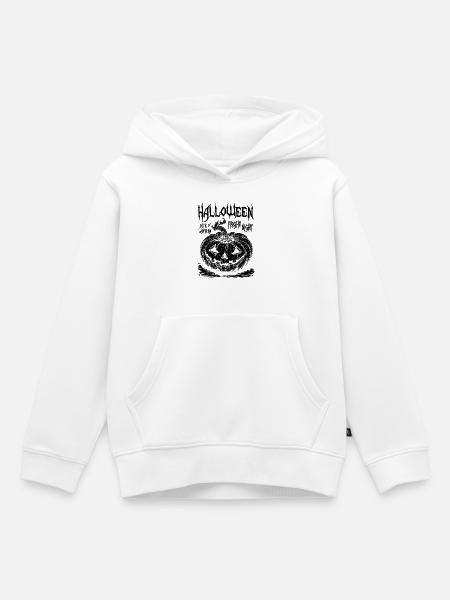 Halloween Jack O'Lantern schwarzes Design - Kinder Premium Organic Hoodie - Weiß