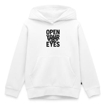 Open Your Eyes – Design du Symbole de l’Œil - Sweat Premium à capuche enfant bio - blanc - Devant - AI Model Kid Female (0cm)