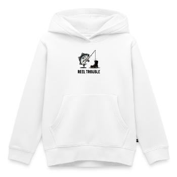 Reel Trouble – Fishy Fail Vibes - Sweat Premium à capuche enfant bio - blanc - Devant - AI Model Kid Female (0cm)