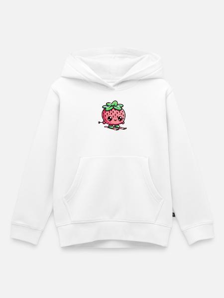 Kawaii Erdbeere Beim Skifahren Winterspaß - Kinder Premium Organic Hoodie - Weiß
