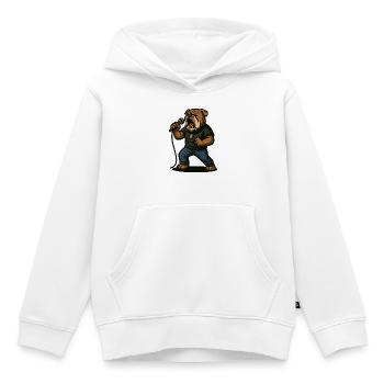 Rocksängerin Bulldogge mit Mikrofonkunst - Kinder Premium Organic Hoodie - Weiß - Vorne - AI Model Kid Female (0cm)