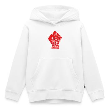 LIBRE FORT hom - let's talk - Sweat Premium à capuche enfant bio - blanc - Devant - AI Model Kid Female (0cm)